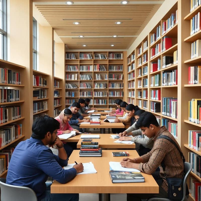 Students studying in the library