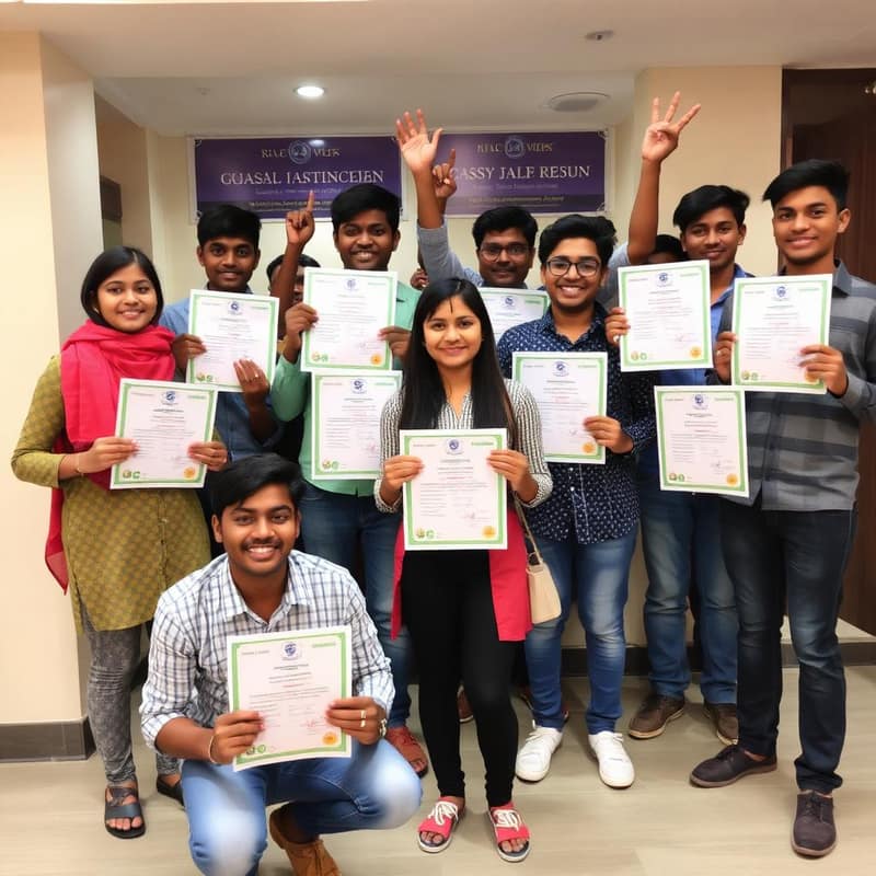 Students celebrating with certificates